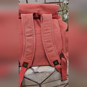 Pink and Brown Vintage Canvas Backpack